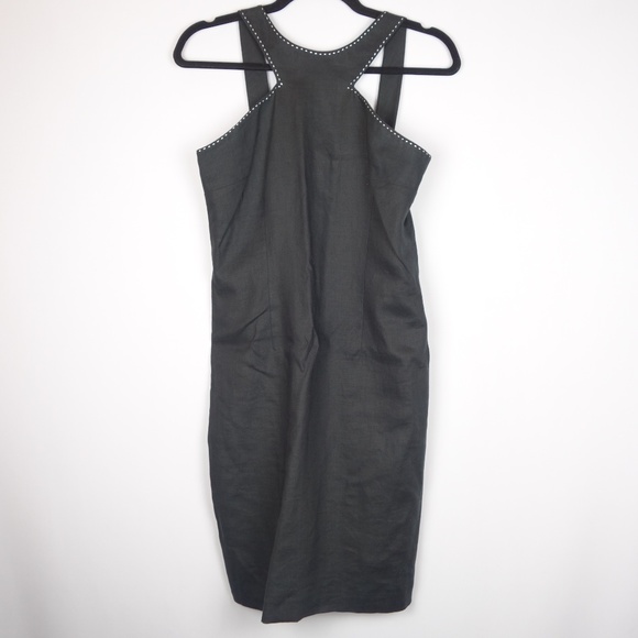 Lauren Ralph Lauren Black Linen Sleeveless Stitched Frame Neckline Dress, Sz 6 - Picture 1 of 8